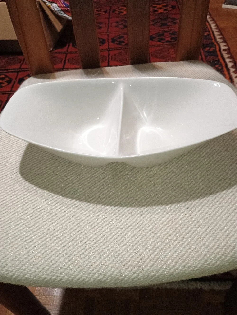 Iroquois Impromptu Ben Seibel 12 inch Bridal White Divided Serving Bowl